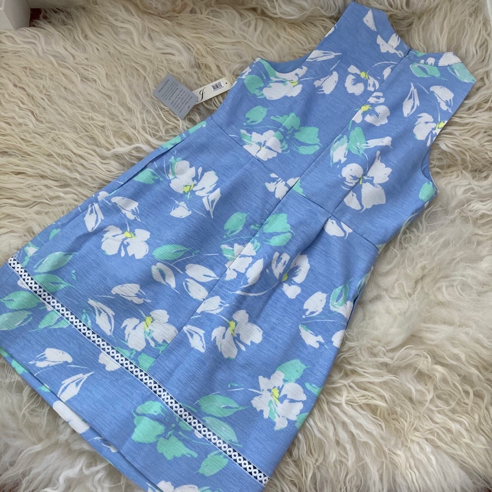 ELIZA J Floral Sleeveless A-line Dress In Blue/ White - Picture 11 of 13